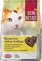 Сухой корм для кошек с мясом, уткой и курицей Dein Bestes Knuspermix mit Geflügel, 1кг