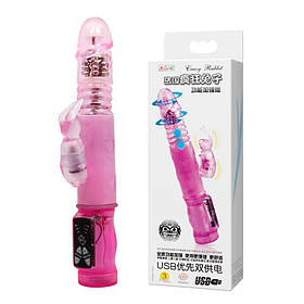 Вібратор із стимулятором клітора, ротацією й зворотно поступальним рухом — Crazy Rabbit, BW-037031