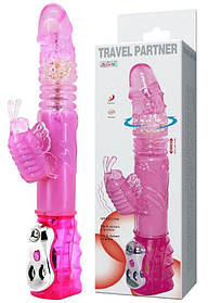 Вібратор зі стимулятором клітора, ротацією й зворотно поступальним рухом BAILE — TRAVEL PARTNER,