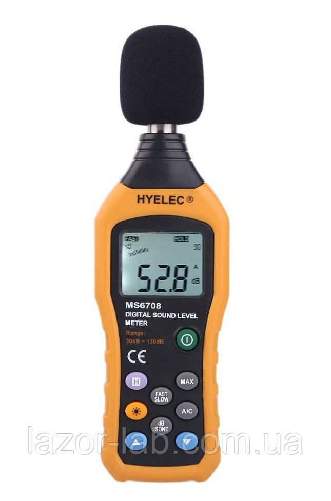 Шумомер Hyelec MS6708 (MT-4618) (30-130 dB) ± 1.5 dB із захистом від вологи та пилу