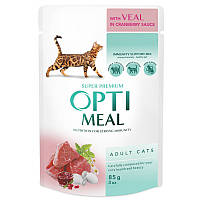 Вологий корм Optimeal котів зі смаком телятини в журавлинному соусі 85г (4820083905438)