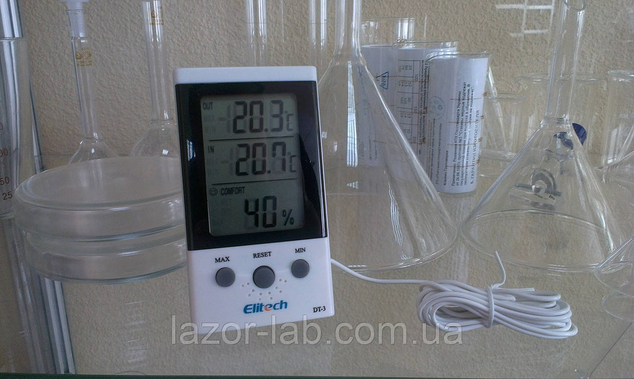 Термо-гигрометр Elitech DT-3 (Великобритания) ( -30°C... +50°C; 20% 99%) с термопарой 1.7 м (-50...+70°C) - фото 2 - id-p616263456