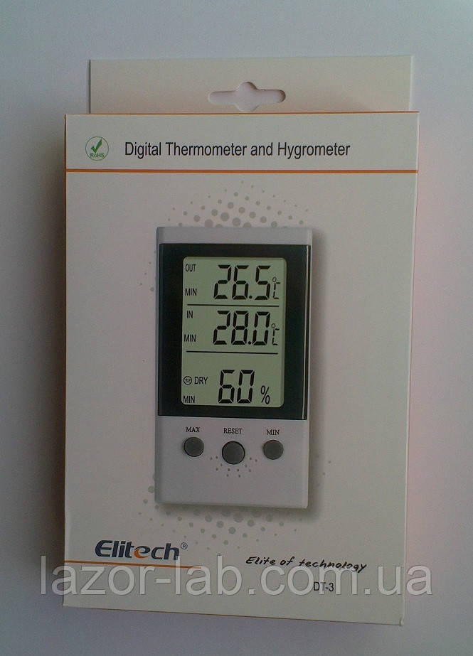 Термо-гигрометр Elitech DT-3 (Великобритания) ( -30°C... +50°C; 20% 99%) с термопарой 1.7 м (-50...+70°C) - фото 5 - id-p616263456