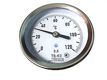 Термометр біметалевий ТБ-63 (Ø63 0...120 °C L-50 мм) з поверкою