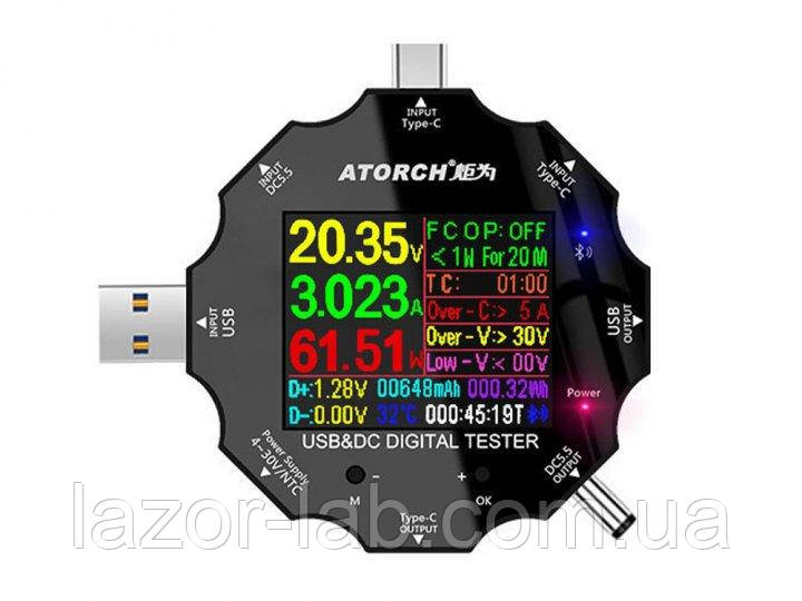 Тестер постійного струму Atorch Напруга та ємності Type-C USB DC5.5 (1005-962-00)