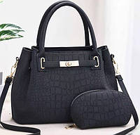 Женская сумка набор + клатч косметичка 2 в 1 под рептилию, сумочка на плечо в стиле кожа рептилии Жіноча сумка