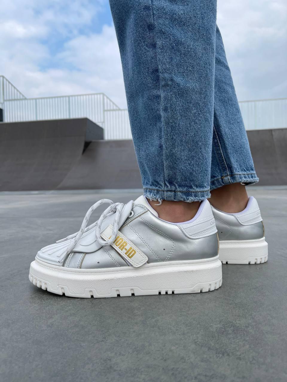 Жіночі Кросівки Dior ID Silver White / Діор Айді Сріблясті з Білим