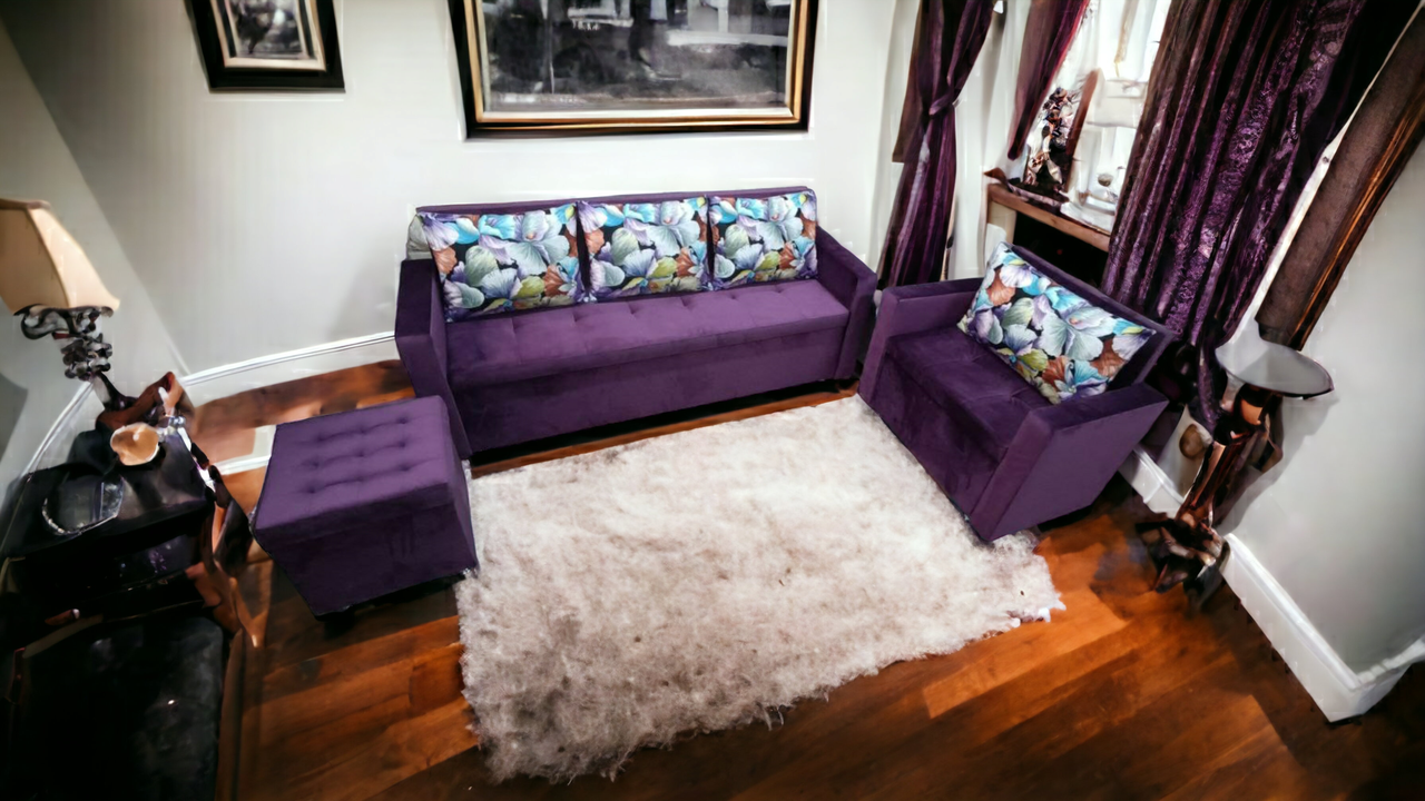 Диван крісло та пуф-набір для вузької кухні з підлокітниками, фото 1