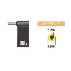 Перехідник STLab PD100W-5.5x2.5mm USB Type-C (мама) - DC Jack 5.5x2.5mm (тато) для заряджання ноутбука