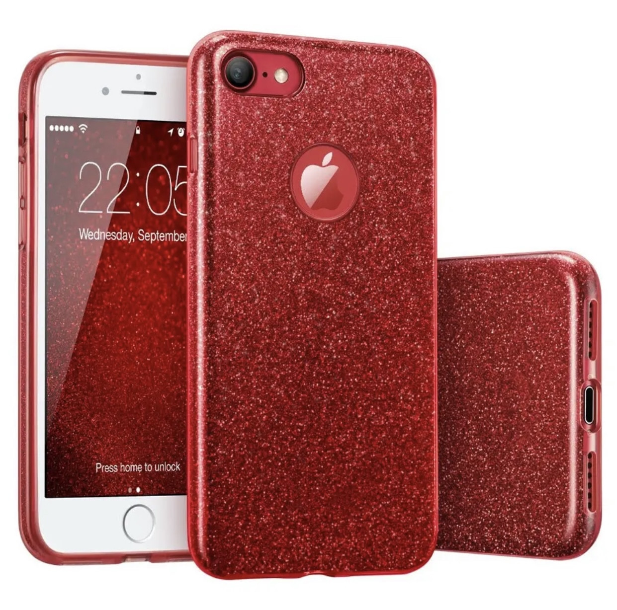 Мерехтливий чохол для iPhone 7/8 червоний з блискітками