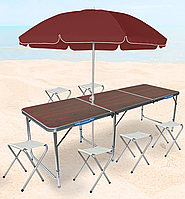 Стол для Пикника Раскладной с 6 Стульями Тройной Folding Table (ZHM511)