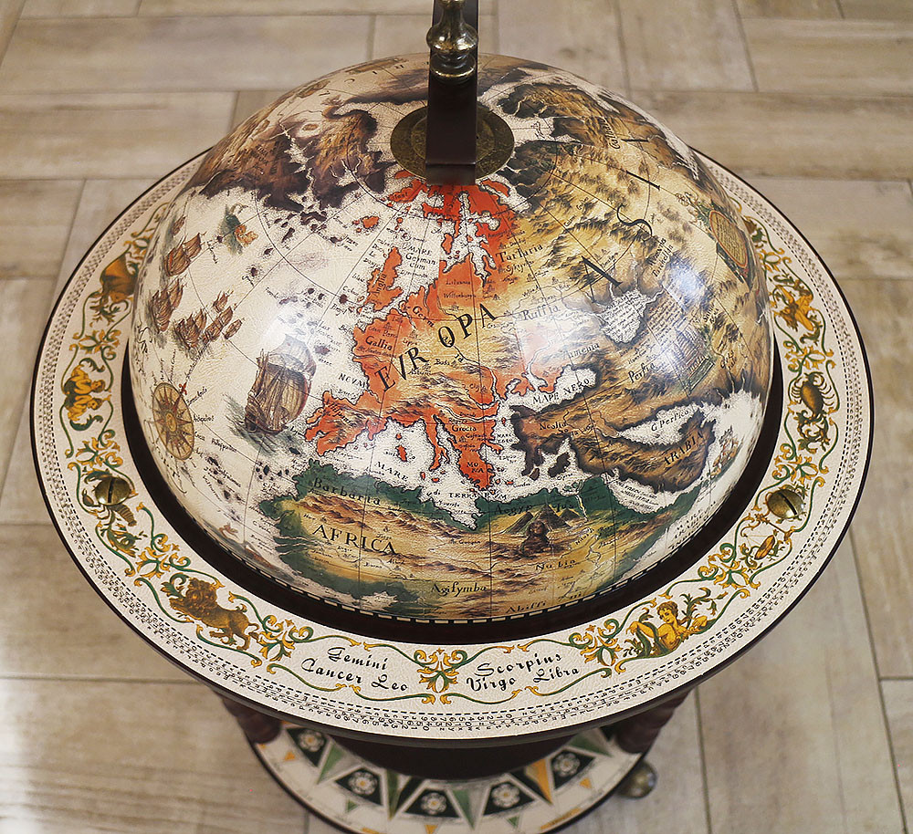 Глобус бар напольный Карта мира бежевый на коричневой основе сфера 33 см 33001W-R - фото 6 - id-p1046047190
