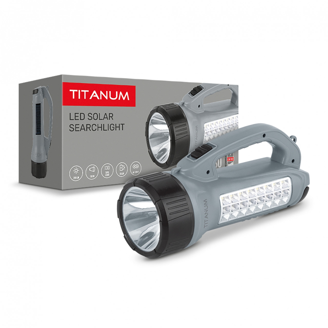 Портативний світлодіодний ліхтарик із сонячною панеллю TLF-T09SO TITANUM 200Lm 5500K