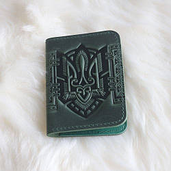 Обкладинка для ID паспорта "Тризуб" зелений   09-Т-Зел