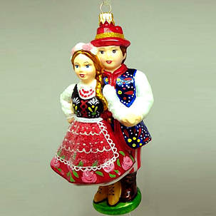 Скляна ялинкова іграшка Snegka Poland Танцююча пара, фото 3