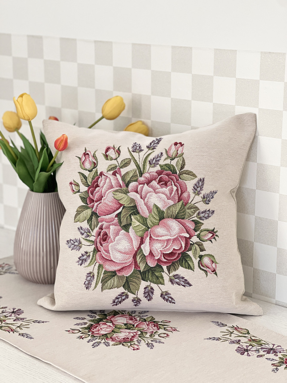 Декоративна наволочка на подушку 45х45 см. гобеленова, фото 1