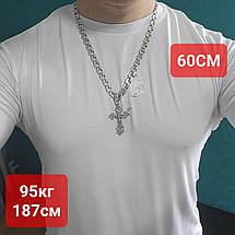 Чоловічий масивний комплект з чорнінням 925 проба хрестик з ланцюжком на шию, фото 6