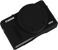 Защитный силиконовый чехол с крышкой для фотоаппаратов CANON G7X Mark III - черный