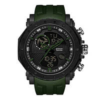 Спортивний тактичний годинник Sanda 6012 Green-Black протиударний водостійкий