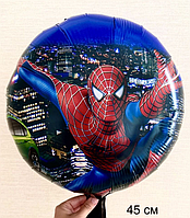Шар фольгированный Человек Паук в ночном городе, шар воздушный из фольги с рисунком Спайдермен 45 см 18"