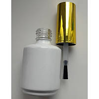Белая цилиндрическая бутылочка с золотым колпачком и кисточкой 15 мл