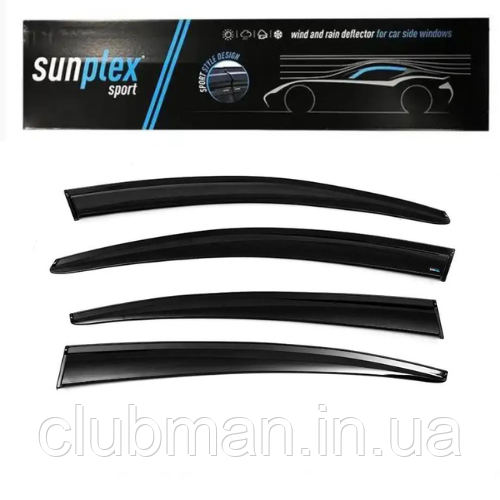 Дефлектор на вікна (вітровики) VW (Фольсваген) Passat 7 (B7) 2010-2015 седан Sunplex Sport (компл. 4 шт.)