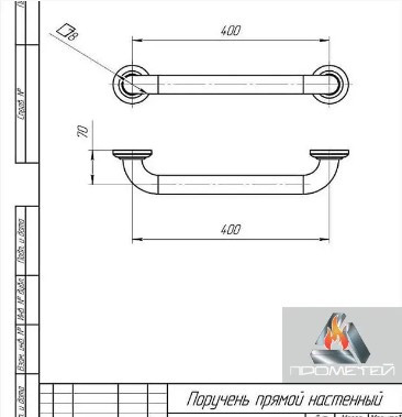 Поручень для людей с инвалидностью прямой настенный из нержавеющей стали, длина 1000 мм, D трубы 25 мм - фото 3 - id-p1128435126