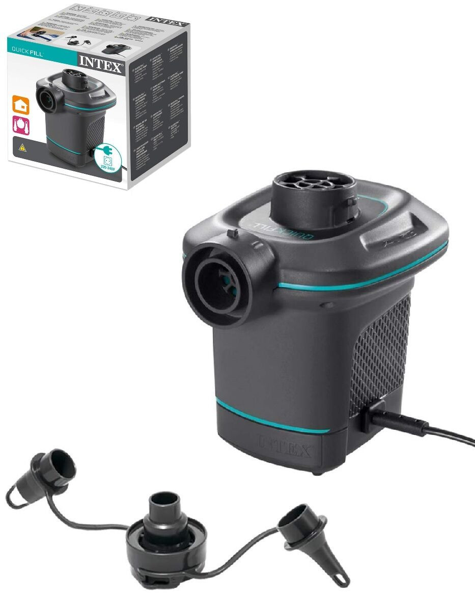 Електричний насос для матраців і ліжок Intex, м'ячів 220-240 V (великий, 3 насадки) 66640, фото 1