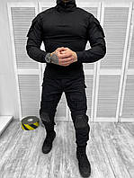 Тактический костюм черный форма черная тактическая военная ubacs убакс и штаны с наколенниками рип стоп весна