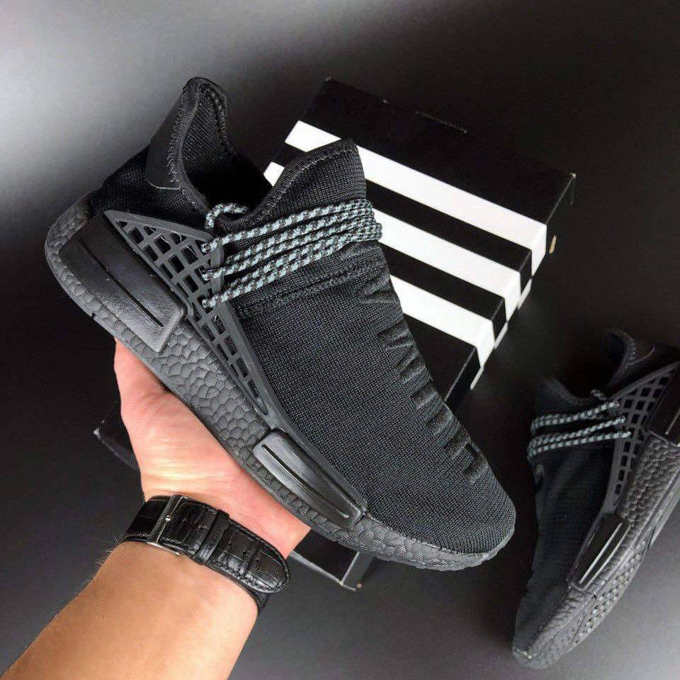 Жіночі кросівки Adidas NMD Human RACE в сіточку стильні молодіжні чорні
