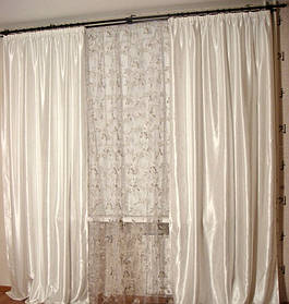 Штори Атласні Білі (2шт 140х250см)