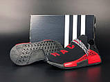 Жіночі кросівки Adidas NMD Human RACE в сіточку літні дихаючі чорні червоні, фото 5