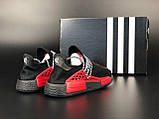 Жіночі кросівки Adidas NMD Human RACE в сіточку літні дихаючі чорні червоні, фото 4