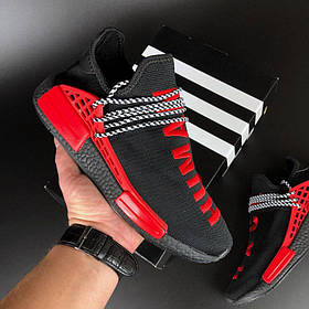 Жіночі кросівки Adidas NMD Human RACE в сіточку літні дихаючі чорні червоні
