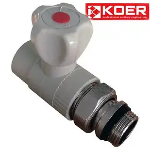 КРАН РАДІАТОРНИЙ ПРЯМИЙ KOER PPR 20x1/2 З СИСТЕМОЮ «АНТИПРОТЕЧКА»