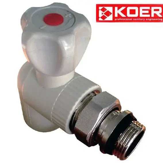 КРАН РАДІАТОРНИЙ УГЛОВИЙ KOER PPR 25x3/4 C СИСТЕМИЙ «АНТИПРОТЕЧКА»