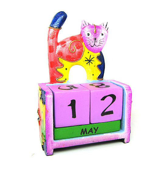 Настільний календар дитячий дерев'яний Кіт, фото 1