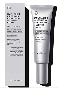 Нічний мультикислотний пілінг з ретинолом Allies of skin Multi Acids & Retinoid Brightening Sleeping Facial