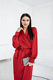 Сатинове плаття-халат Люкс червоне (різні кольори) XS S M L, фото 6