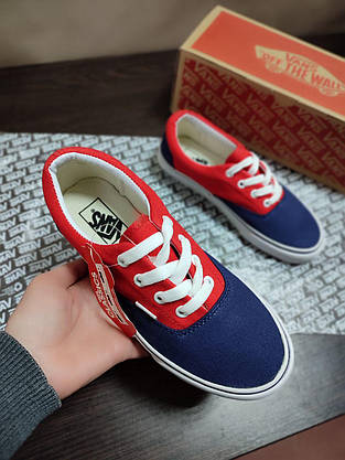 Кеди-крипери VANS Authentic Navy / RED / Blue ванси СИНІЄ З КРАСНИМ на білій підошві жіночі унісекс 2023, фото 4