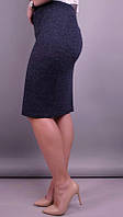 Р 42-52. Женская юбка модная молодежная облегающая демисезонная ангора софт по колено короткая прямая красивая 50/52, Темно-синий