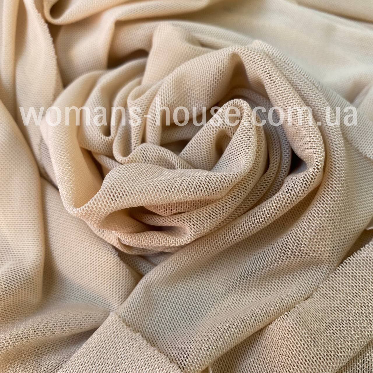Сітка стрейч однотонна м'яка 150 см 38 grm Бежевий світлий, фото 1