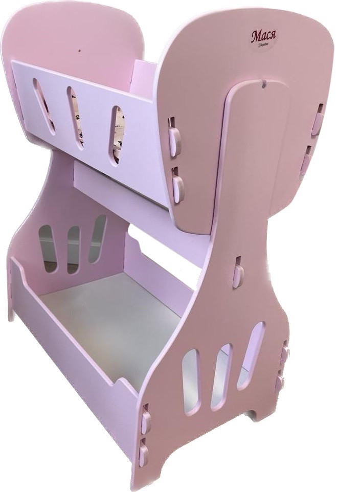 Ліжко для ляльок двоповерхове дерев'яне РОЗОВАння арт. 8005, фото 1