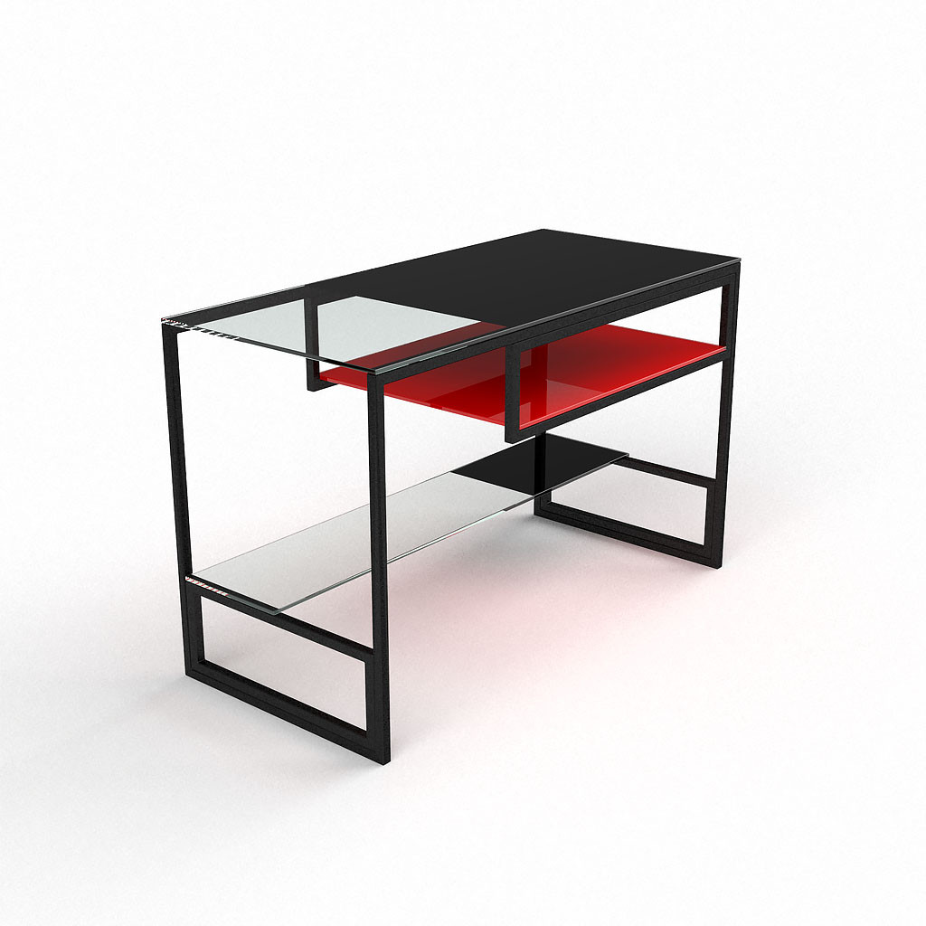 Компьютерный Стол Мустанг Столешница Стекло Прозрачная Покраска Черная ...