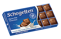 Шоколад "Schogetten Alpine milk Chocolate"(Шогеттен Альпійський молочний), 100г, Германиия (15 шт./1 ящик)