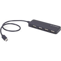 Оригінал! Концентратор Gembird USB-C 4 ports USB 2.0 black (UHB-CM-U2P4-01) - Вища Якість!