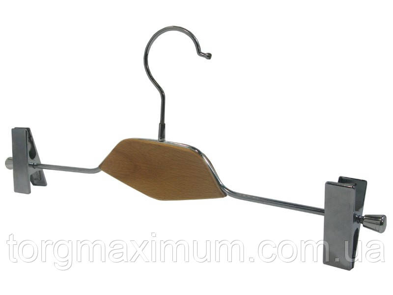 Плечики для штанів металеві з дерев'яною вставкою бук 35 (см), фото 1