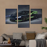 Картина из трех панелей KIL Art триптих Суперкар McLaren GT Verdant Theme цвета хамелеон 141x90 см (1358-32)