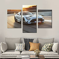 Картина из трех панелей KIL Art триптих Серебристый Mercedes-AMG GT Black Series 141x90 см (1365-32) z110-2024