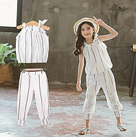 Літній костюм для дівчинка білий 3987, розмір 110